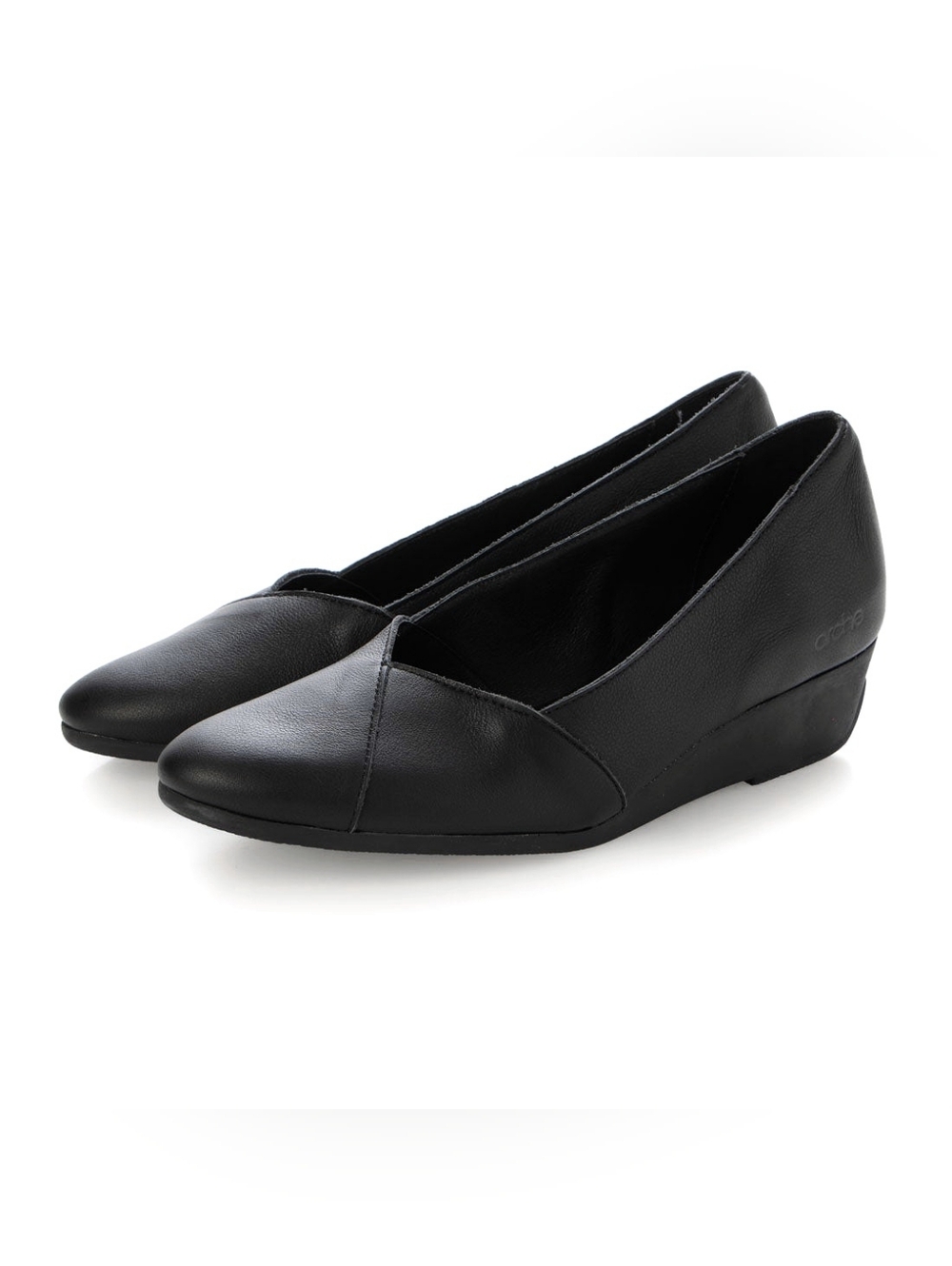 New! ARCHE Anyssi Black Leather Slip-On Wedge